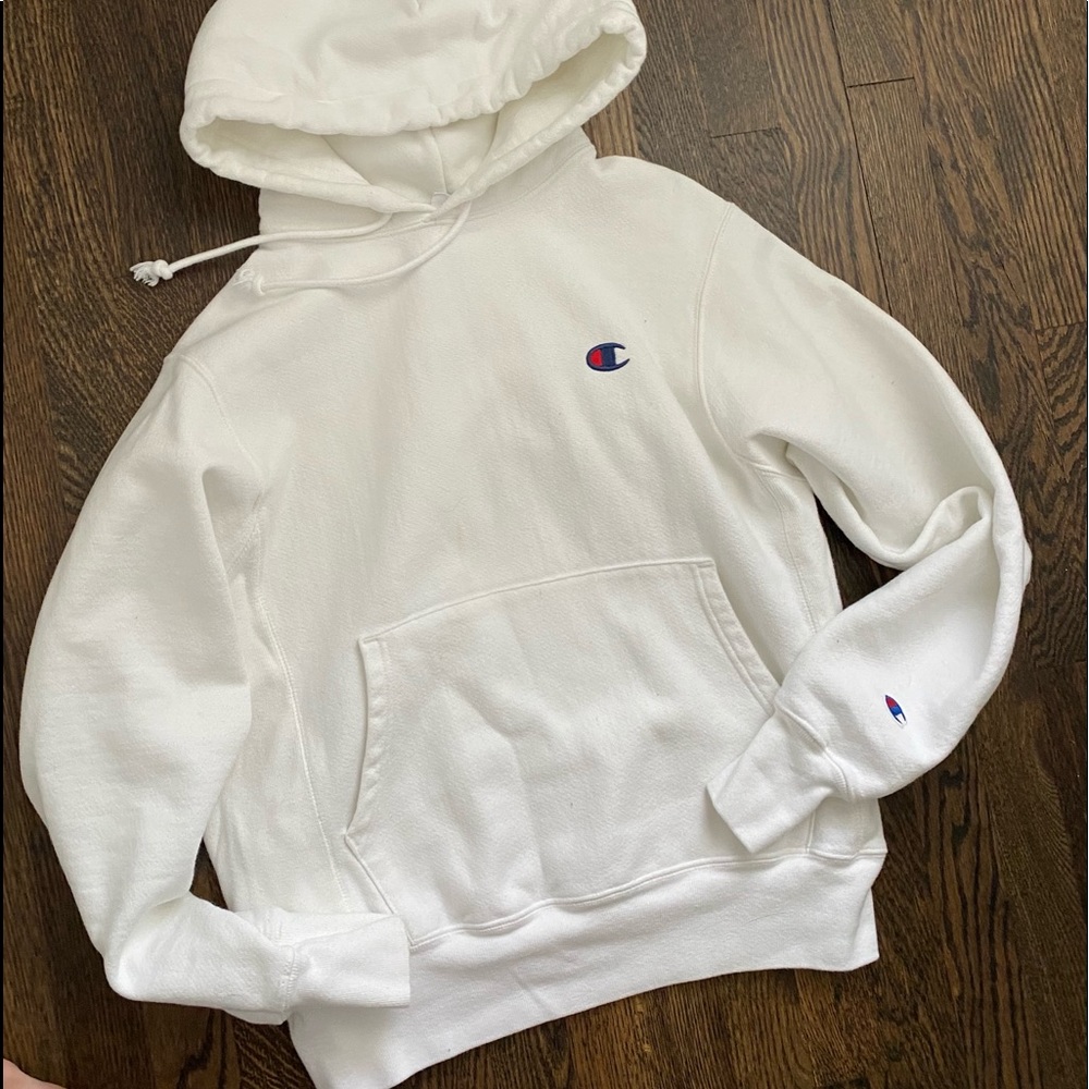 Champion reverse weave white hoodie
